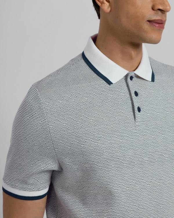 Steel & Jelly Bevan - Two-Tone Abstract Stripe Polo Shirt