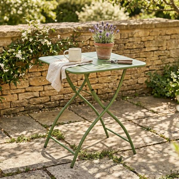 Core Products Square Metal Bistro Folding Garden Table Moss Green