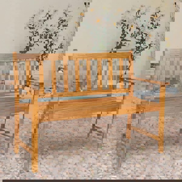 Rafaelo Mobilia Wooden 2 Seater Outdoor Bench With 2 Arm Rests Natural Brown