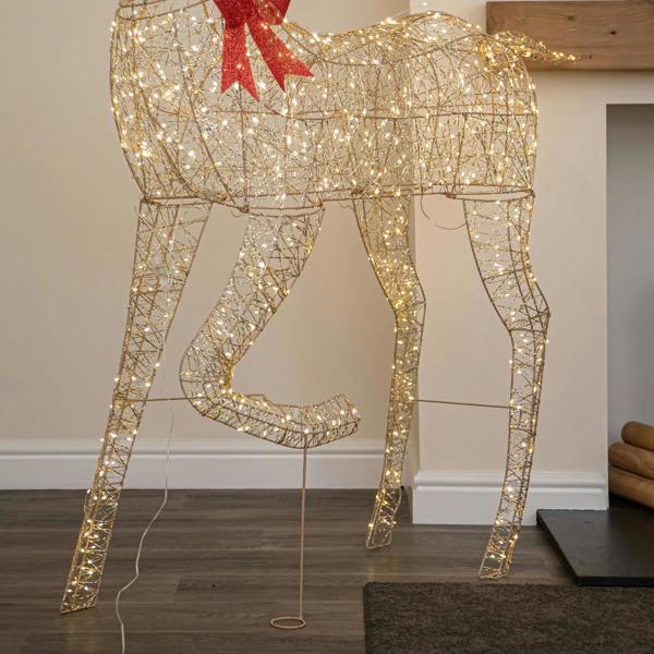 Samuel Alexander 1.75m Light up Gold Twist Christmas Reindeer 880 Warm White LEDs