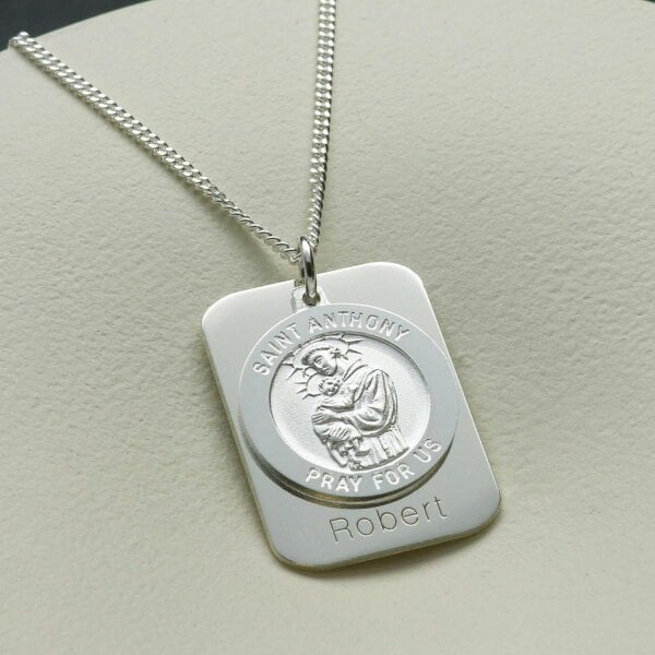 Christopher James of London Sterling Silver Personalised St Anthony With Concealed St Anthony Prayer and Optional Engraving