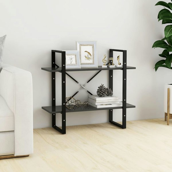 Berkfield 2-Tier Book Cabinet Grey 80x30x70 cm Engineered Wood