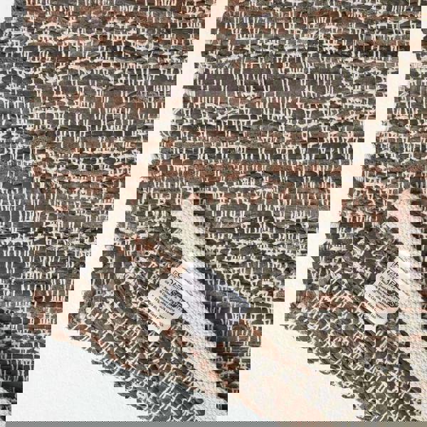 HOMESCAPES Real Leather Handwoven Diamond Pattern Rug