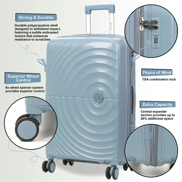 Snowball Expandable Hard Shell 8 Wheels Luggage Travel Cabin Suitcase Set