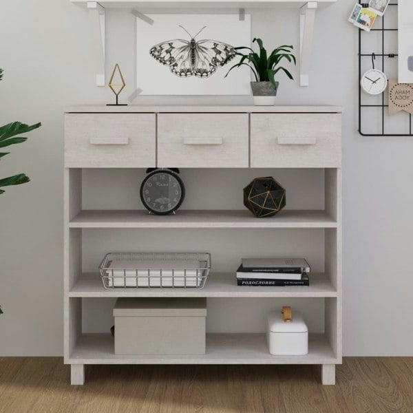 Berkfield Console Table HAMAR White 90x35x90 cm Solid Wood Pine