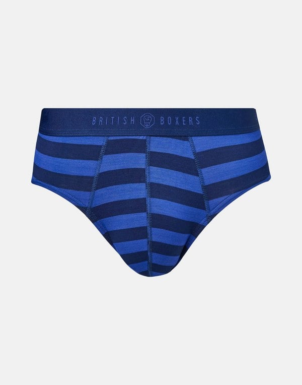 British Boxers Multipack 4 Pairs of Men's Bamboo Briefs - Fresh Navy Stripes