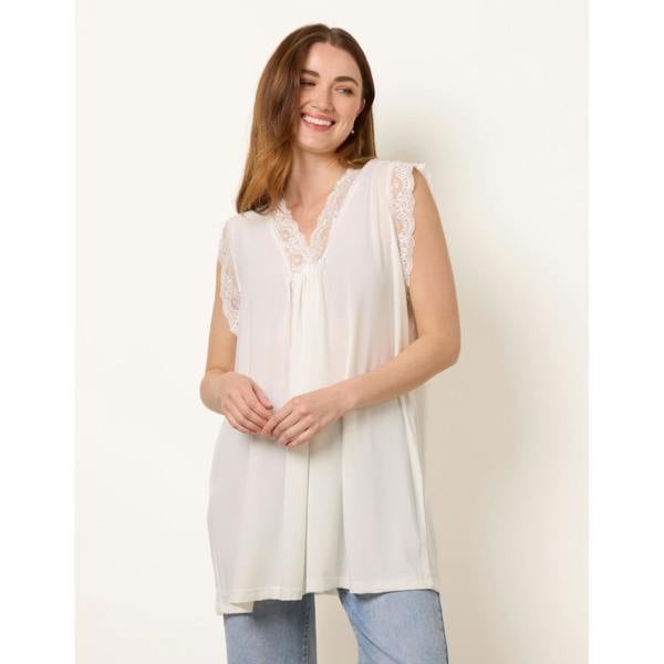 Blue Vanilla V Lace Trim Top