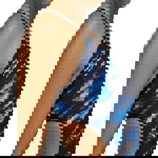 Blue TYR Triadic Durafast Elite Trinityfit swimsuit with geometric pattern