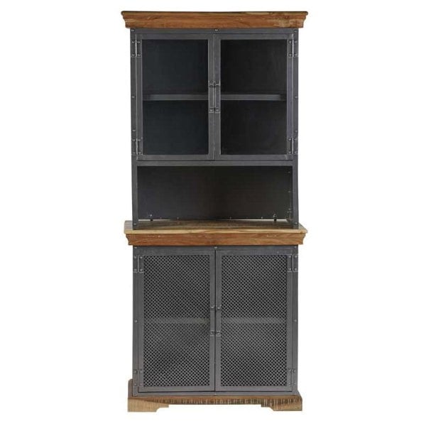 IH Design Dunphy Industrial Wood & Metal 2 Door Sideboard Hutch Set