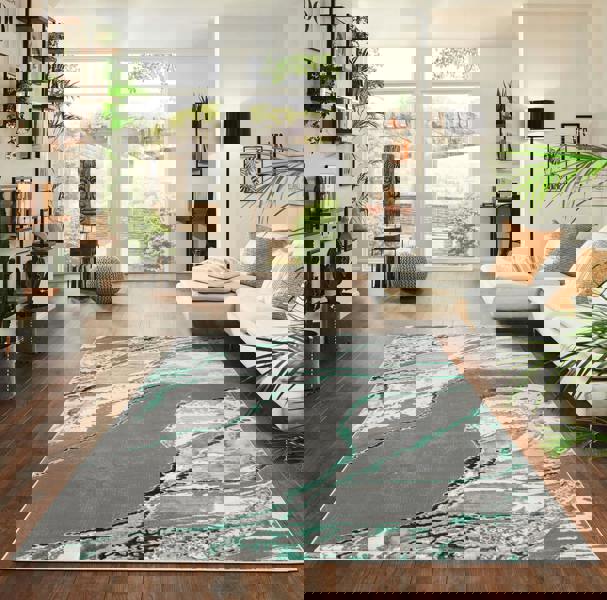 Smart Living Parma Modern Shimmer Rug - Emerald