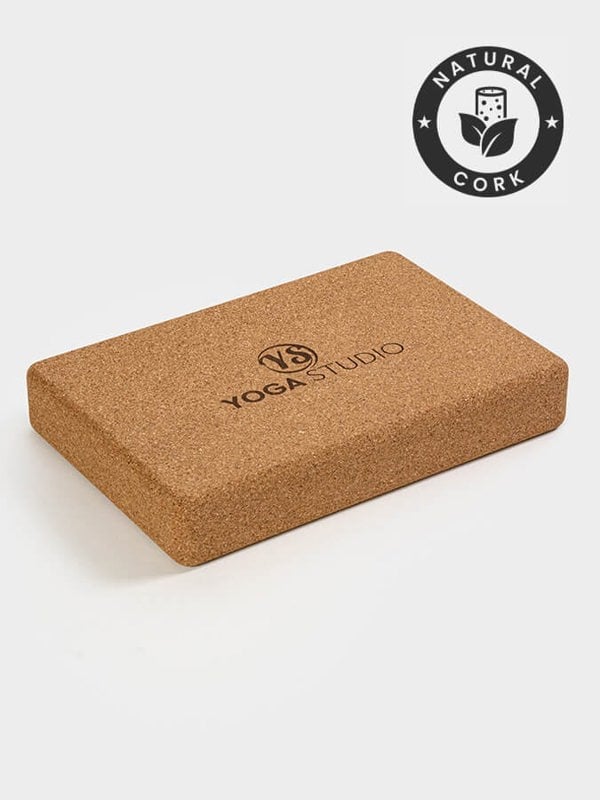 Yoga Studio The Comfortable Cork Flat Yoga Block - branded