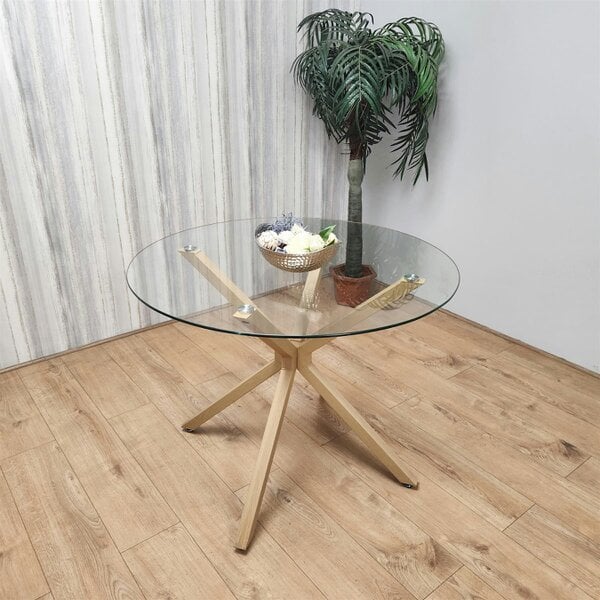 Kosy Koala Dining Table Clear Glass Kitchen Place for 4 Seats, Dining Table Only (Clear H 75 x L 100 x W 100 cm)