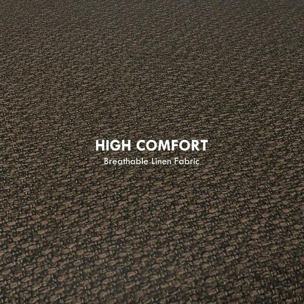 Brown linen-look fabric ottoman top with textured woven upholstery