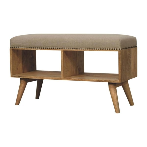 Artisan Furniture Solid Wood Studded Linen Open Bench