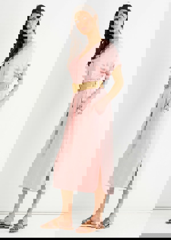 Gini London Blush Air Flow Belted Oversized Dress