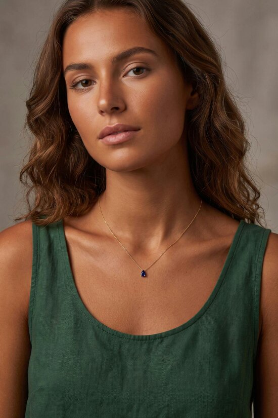 Latelita Adele Teardrop Necklace Gold Sapphire