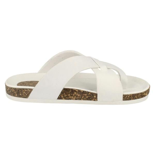 Spot On Ladies Spot On Open Toe Cork Effect Flatform Sandal