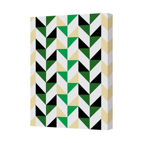 Benjamin Tate Design Geometric Triangle Pattern Canvas Wall Art Green Black Beige
