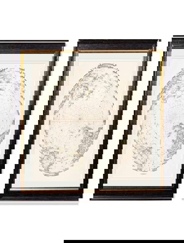 Exceptional Art c.1838 World Map Hemispheres