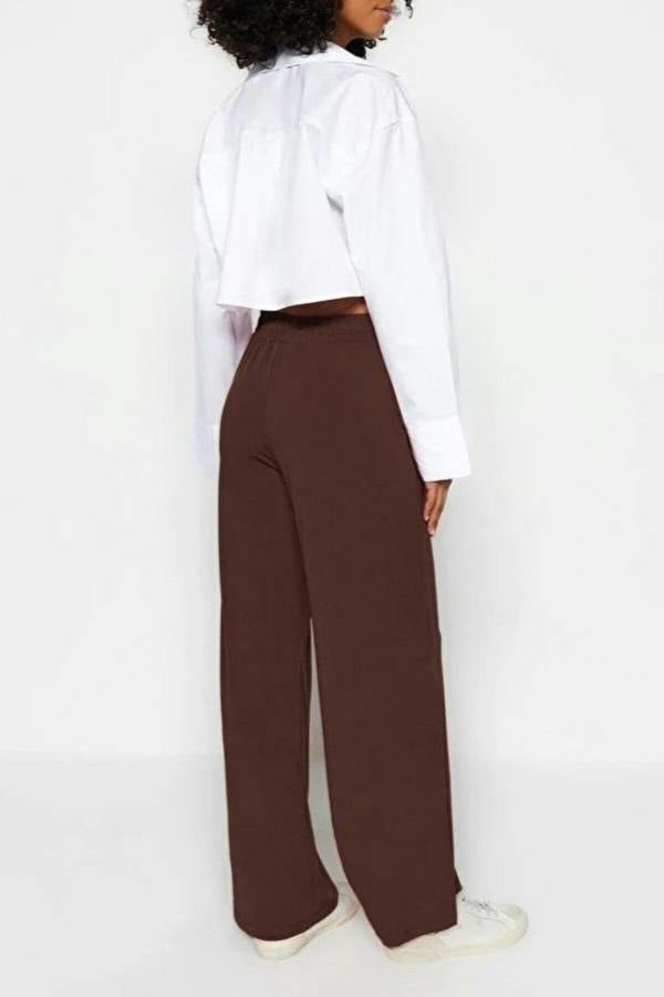 WOVCOR Relaxed Cut High Waist Flexible Trousers