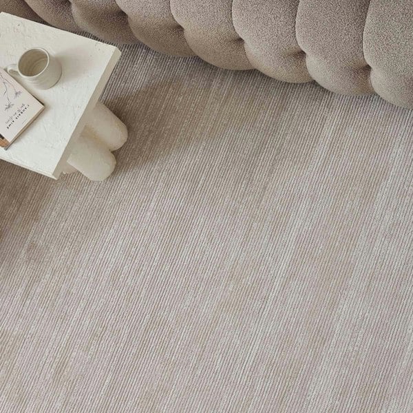 Beige-cream colour, striped design, stain-resistant, Cosy comfort rug.