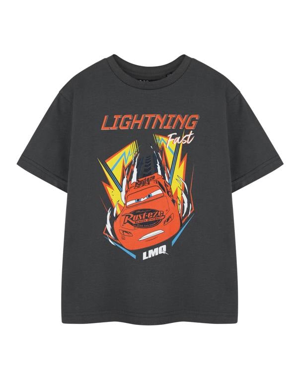 Disney Cars Boys Grey Lightening Fast Short Sleeved T-Shirt