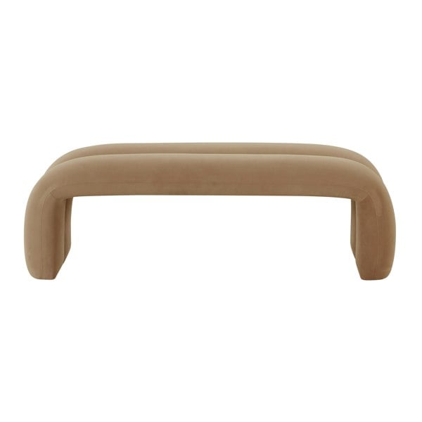 Furniture Edit Leigh Taupe Velvet Channeled Bench