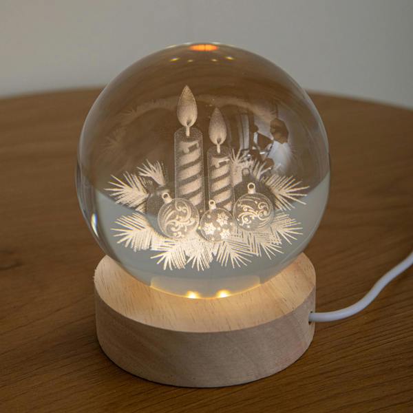 Samuel Alexander 10cm USB Powered Etched Candle Christmas Light up Globe