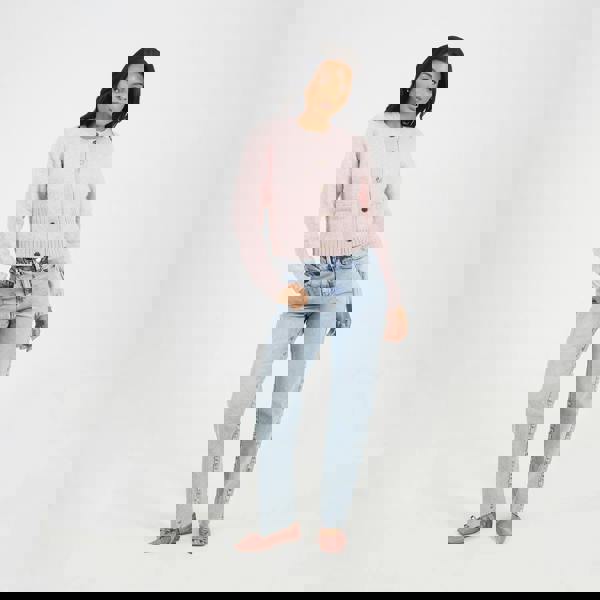 Brave Soul Pink Button Through Boucle Cardigan - Pink Image 3