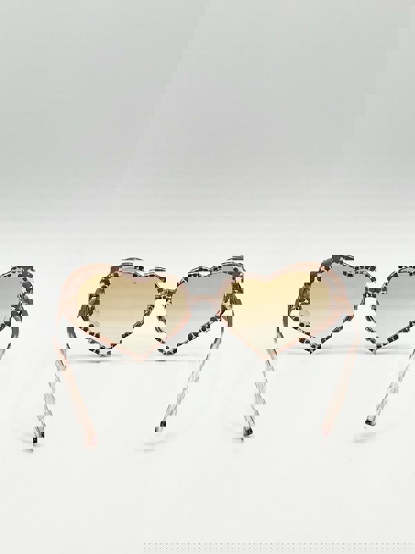 SVNX Heart Sunglasses with Gem Detail in Champagne