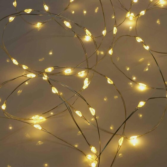 Shatchi 4m 40 LED Fairy String Lights, Silver Copper Wire, Warm White, Battery Operated, Waterproof, 2 Pack