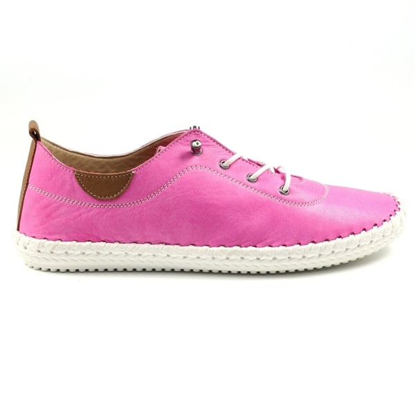 Lunar Women's St Ives Leather Plimsolls - Fuchsia/White