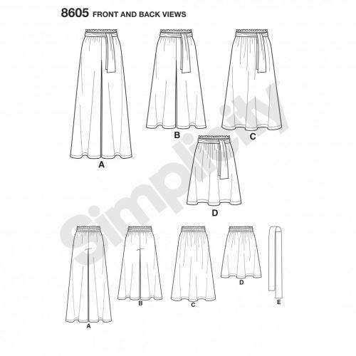 Simplicity Sewing Pattern 8605, Trousers, Skirts for Women, A (XS-S-M-L-XL) - Easy