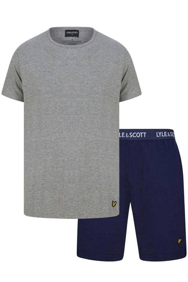 Lyle & Scott Charlie T-Shirt & Shorts Lounge Set, Peacoat / Grey Marl