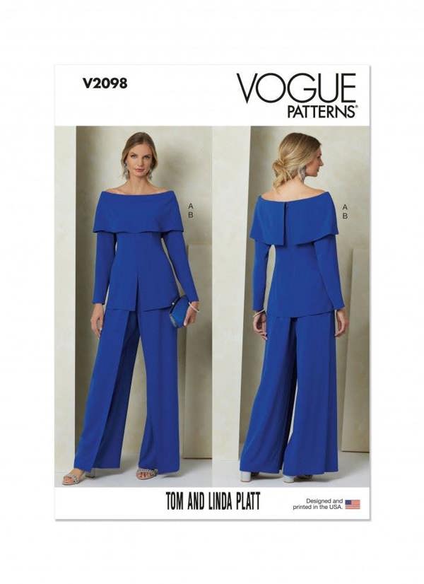Vogue Sewing Pattern 2098, Tops, Trousers for Women, B5 (8-10-12-14-16) - Intermediate
