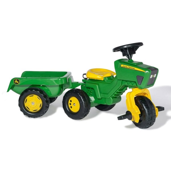 Rolly John Deere Trio Trac with Electronic Steering Wheel & Trailer