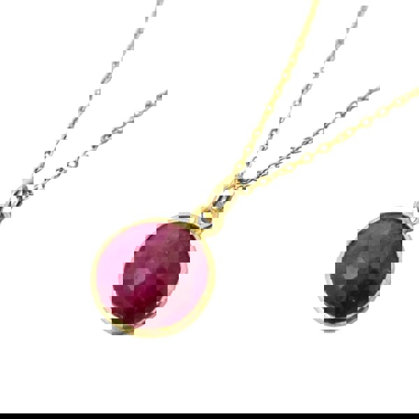 18ct Gold Vermeil Plated Round Ruby Necklace