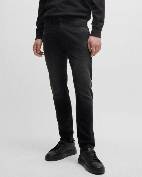 HUGO HUGO 734 Mens Extra-Slim Fit Jeans in Black Stretch Denim NOS