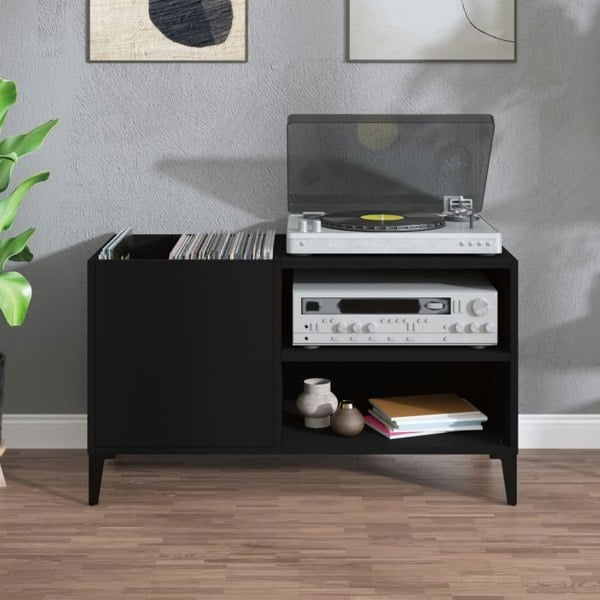 Berkfield Record Cabinet Black 84.5x38x48 cm Engineered Wood