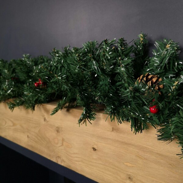 Samuel Alexander Premier 270cm (9ft) Christmas Garland Decoration With Red Berries & Cones