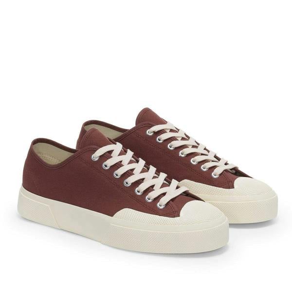 Superga Unisex Adult 2432 Works Cotton Canvas Low Cut Trainers - Brown/Off White - 