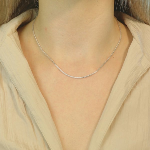 The Colourful Aura 925 Sterling Silver Plain Braided Thin Minimalist Unisex Chain Choker Necklace