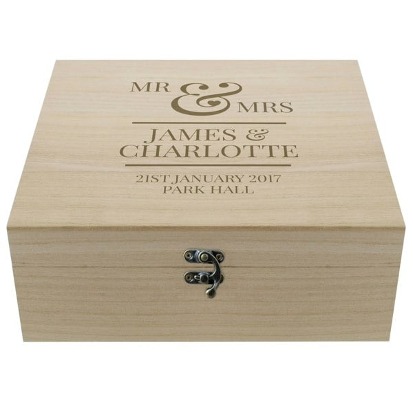 Personalised Memento Company Personalised Mr & Mrs Large Wooden Keepsake Box