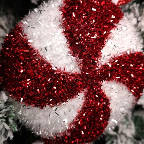 Samuel Alexander 28cm Red and White Glitter Candy Stripe Sweet Hanging Christmas Decoration