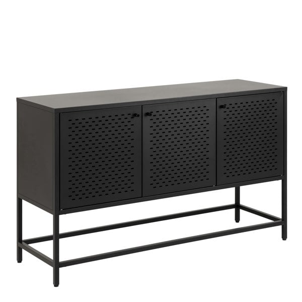 Furniture To Go Newcastle 3 Door Raised Sideboard in Matt Black