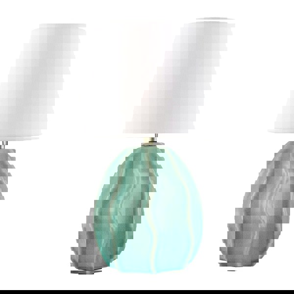 Duck Egg Gloss Ripple Ceramic Table Lamp Base with Crackle Design Image 5