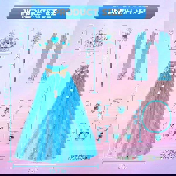 deAO Toys Princess Dress-Up Costume Set for Girls lncludes Cape, Crown, Wand, Necklace,Ring,Gloves, and Earrings