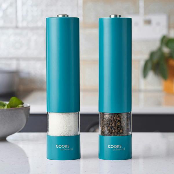 Cooks Professional Electric Salt and Pepper Mill Set | Teal