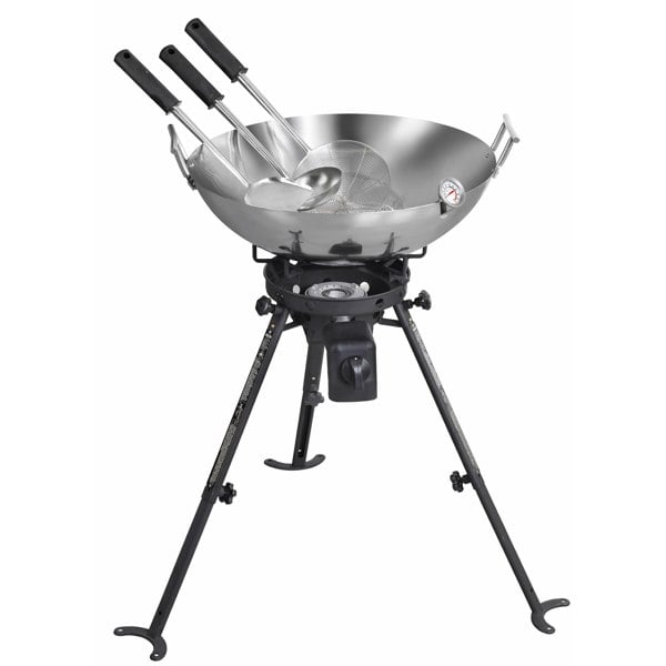 Callow Retail Complete Wok Set & High Power Burner - Outdoor Wok Set with Carbon Steel Wok