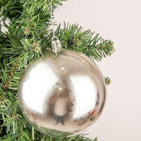 Shatchi Silver Shatterproof Christmas Baubles, Pack Size Options of 3 or 6, 10cm Tree Decorations